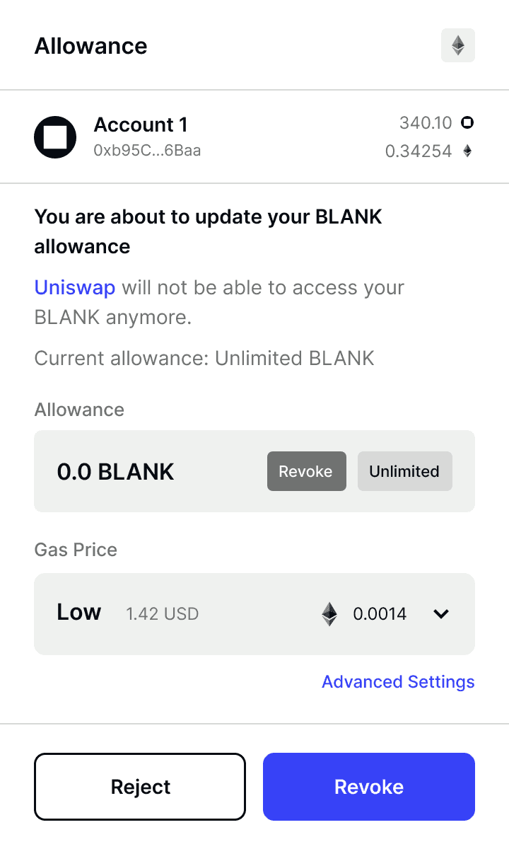 Allowance Revoke Feature | BlockWallet